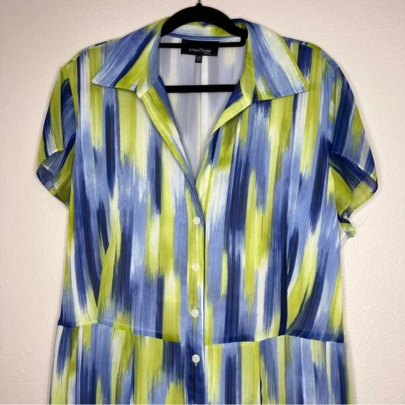 Evan Picone Blue and Green Patterned Dress - Picture 2 of 11